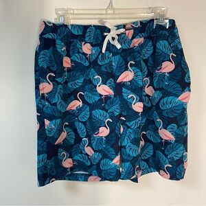 Men’s Swim Trunks Pink Flamingo Theme Size Medium New
